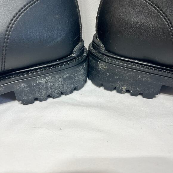 VTG Rugged Outdoors Boots Black Faux Leather Lace Up Grunge Gothic Combat Work 7 - Picture 4 of 9